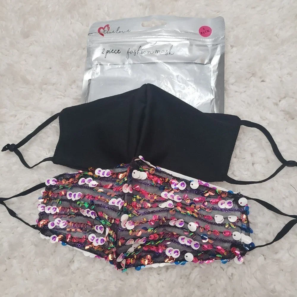 Fashion x2 Cloth Face Mask multicolor Sequin NWT